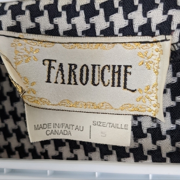 VINTAGE Farouche houndstooth open front crop blazer Jacket size Medium A8 - Picture 5 of 7